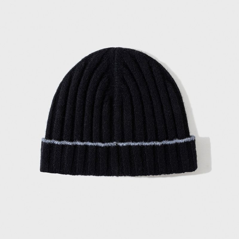 2025 Europe, America, Autumn And Winter New Knitted Hat Pure Wool Men's Hat Women's Hat Pit Strip Contrasting Color Trim B C Pullover Hat_voghion.com