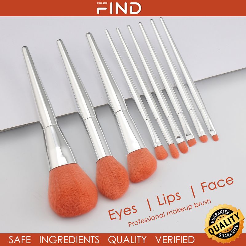 9 silver professional makeup brush set, eye shadow brush, blush brush, powder brush, concealer brush, etc. _voghion.com