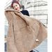 Dametøj nyt vintertøj kvinders ternet uldpels ét stykke plus fløjl fortykket varm mellemlang hættetrøje i uld_voghion.com