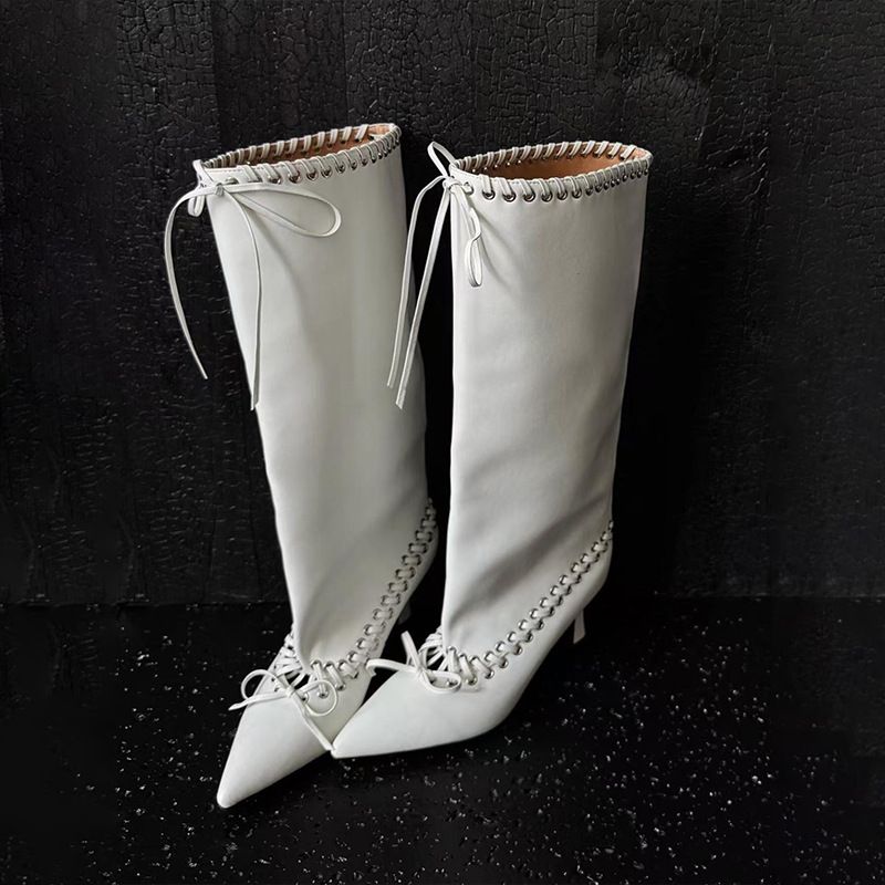 pointed-toe Stiletto Heels, Fashionable Women's Design With Studded Straps A Wide Shaft, Short Boots. 2025 Fall/Winter New_voghion.com