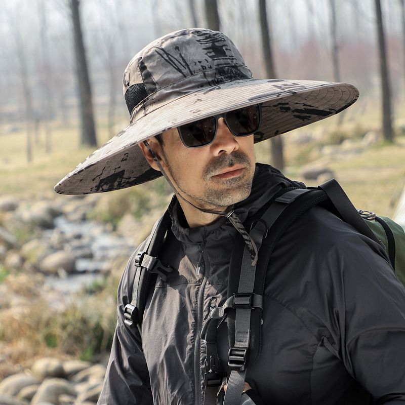 Cappello da sole da uomo con tesa larga 15 cm - Asciugatura rapida e impermeabile per pesca, escursionismo e attività all'aperto estive_voghion.com