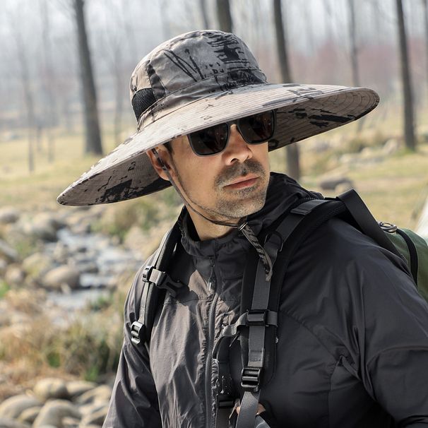 Cappello da sole da uomo con tesa larga 15 cm - Asciugatura rapida e impermeabile per pesca, escursionismo e attività all'aperto estive_voghion.com