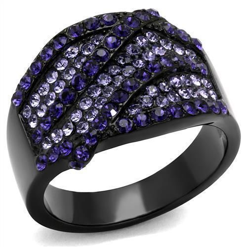 TK2551 - IP Black(Ion Plating) Stainless Steel Ring with Top Grade Crystal in Multi Color_voghion.com