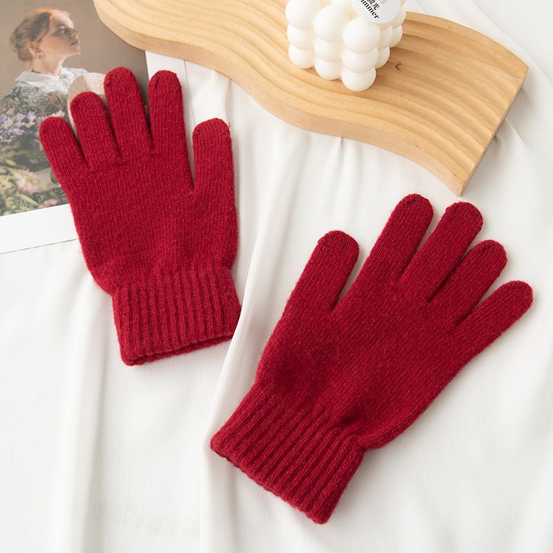 100% wool knitted 2024 new autumn winter warm riding gloves for men and women_voghion.com