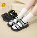 Summer Internet Celebrity New Trend Thick Sole Double Strip Beach Couple Velcro Casual Sandals For Women_voghion.com