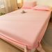 Pure Color Skin-Friendly Washed Cotton Fitted Sheet Set With Pillowcases - Slip-Resistant Mattress Protector For Single/Double Bed_voghion.com