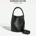Borsa a secchiello intrecciata alla moda francese 2025, nuova borsa a mano in morbida pelle di alta qualità, elegante e versatile, con tracolla._voghion.com