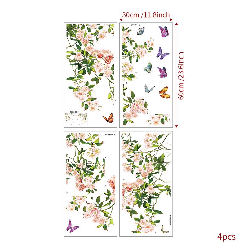 Papillon rose volant PVC givré CH81011 salon, chambre autocollant mural autocollant_voghion.com