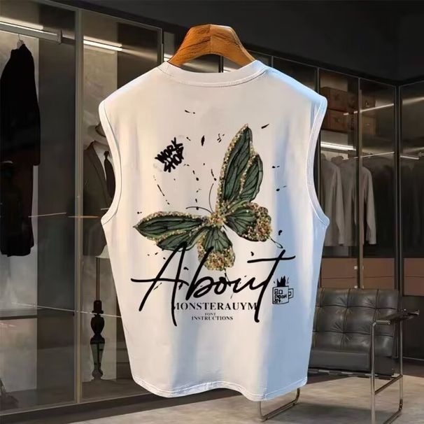 Męska odzież sportowa Kamizelka męska letnia luźna odzież wierzchnia Koszulka bez rękawów Trend chłopięca swobodna szeroka kamizelka na ramionach Top_voghion.com