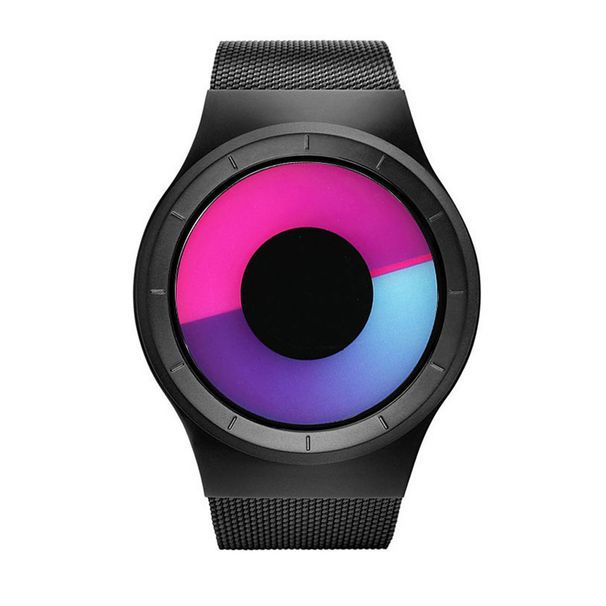 Orologio da polso al quarzo con cinturino in acciaio e cielo stellato_voghion.com