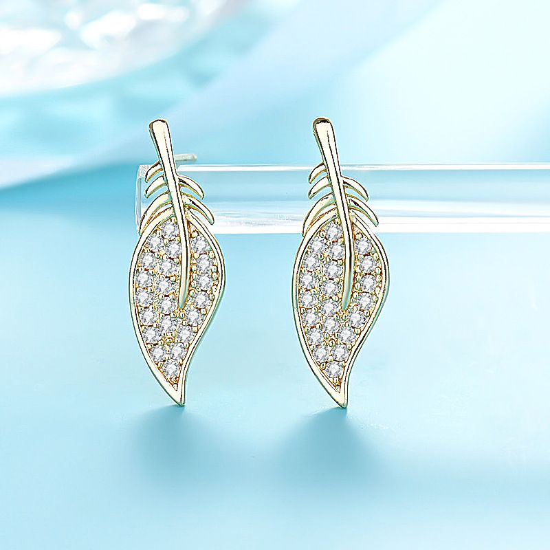 Sterling VENUS Sier Zircon Orecchini a bottone Foglie Orecchini Moda Orecchini geometrici Gioielli da donna Regali Chi anelli anelli_voghion.com