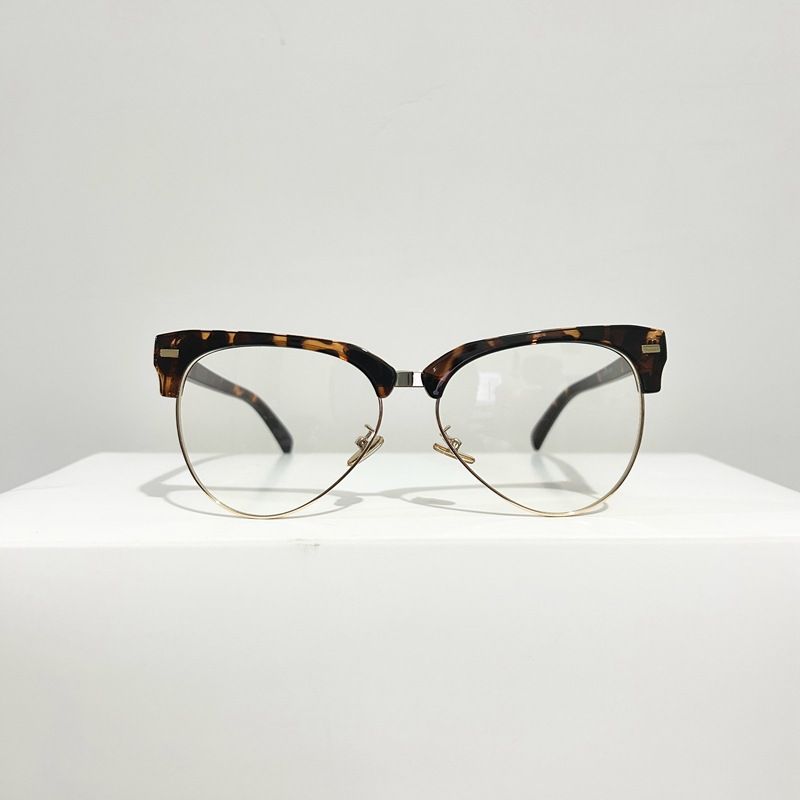 Korea Halb Leopard Print Cat Eye Augenbrauen Rahmen Quadratische Runde Gesicht Schlank Anti Blau Licht Myopie Normale Gläser_voghion.com