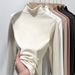 Slim Fit Wide-Stripe Mock Neck Top – Versatile Long Sleeve Stretch Tee For Layering (M-XXL, Polyester-Spandex Blend, Work-to-Weekend)_voghion.com