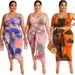 Tight and Sexy Wrapped Hip and Umbilical Two Piece Tie Dye Printing Women's Plus size Sets_voghion.com