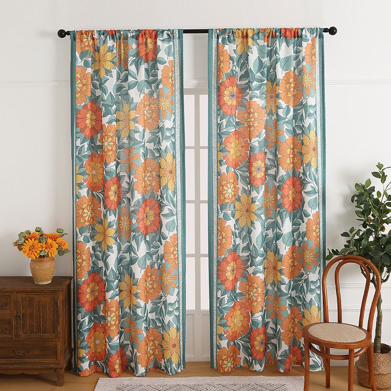 Modern Simple Small Fresh Plant Print High Grade Messy Semi Shading Print Curtain Study Living Room Balcony Bedroom_voghion.com