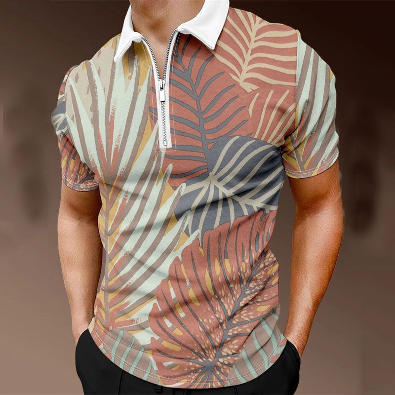 Sommermodisches gestreiftes Patchwork-T-Shirt, kurzärmliges Herren-Poloshirt, lässiges Revers-Poloshirt, Retrohemd_voghion.com