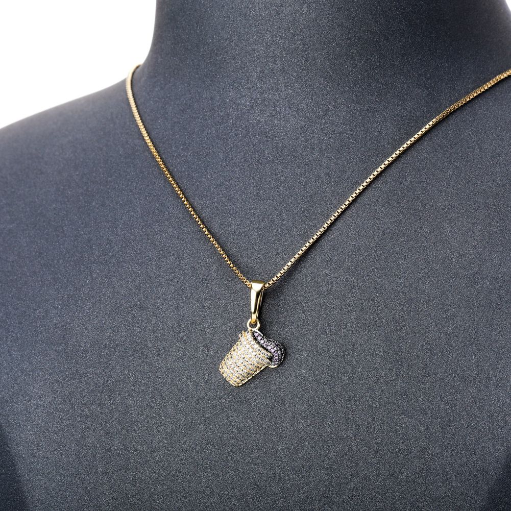 Nuova collana in argento S925 massiccio con ciondolo da donna con gelato, accessori in oro con catena per clavicola, collana in argento sterling di nicchia_voghion.com