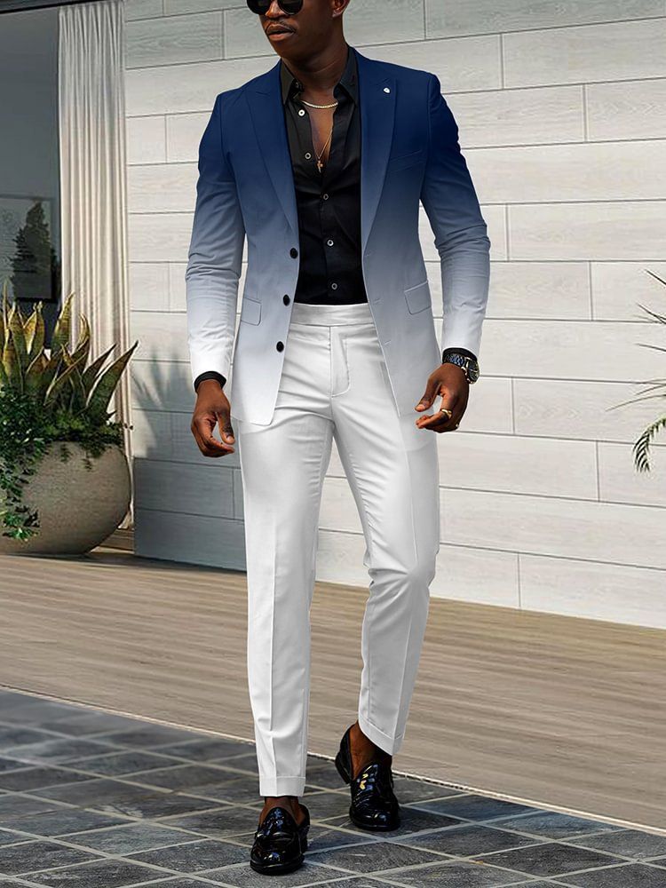 Gradientna čedna obleka moška trendovska in modna ohlapna obleka moška obleka hlače obleka_voghion.com