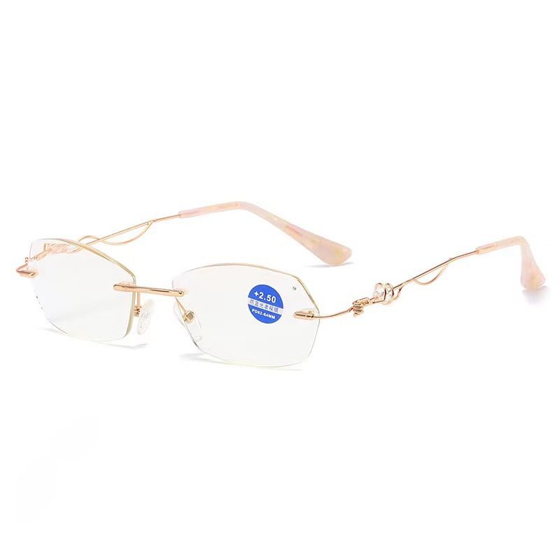 Anti-blo Liicht Presbyop Brëll fir Fraen Modesch elegant Presbyop Brëll fir eeler Leit Diamant-Embedded ultraliicht ramlos Presbyop_voghion.com