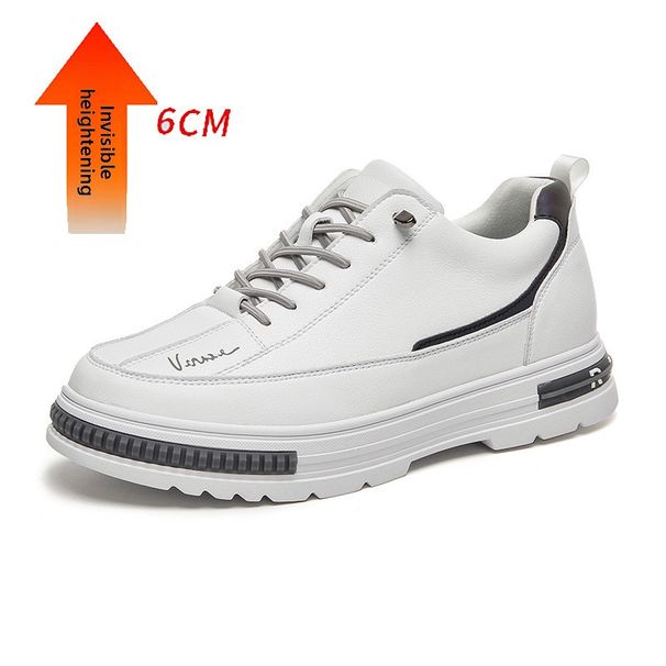 Scarpe da uomo con rialzo interno invisibile, scarpe da tavola da uomo, scarpe da uomo bianche Platorm_voghion.com