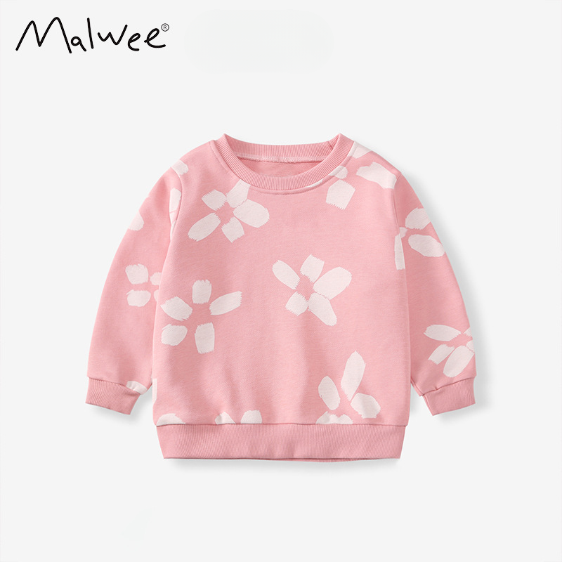 Girls' Sweatshirt Autumn Winter New Style For Young Children Stylish Printed Round Neck Long Sleeve Casual Top_voghion.com