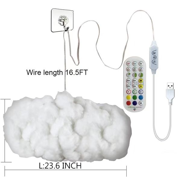 USB 3D Molnljus Music Sync Varmvit Flerfärgad blixt Changing Strip 360° trådlös fjärrkontroll APP för barns sovrumsinredning_voghion.com