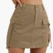Women's Clothing Low Waist Workwear Skirt Pocket Pure Cotton Mini Comfortable Hip Lifting Casual Short Skirt_voghion.com