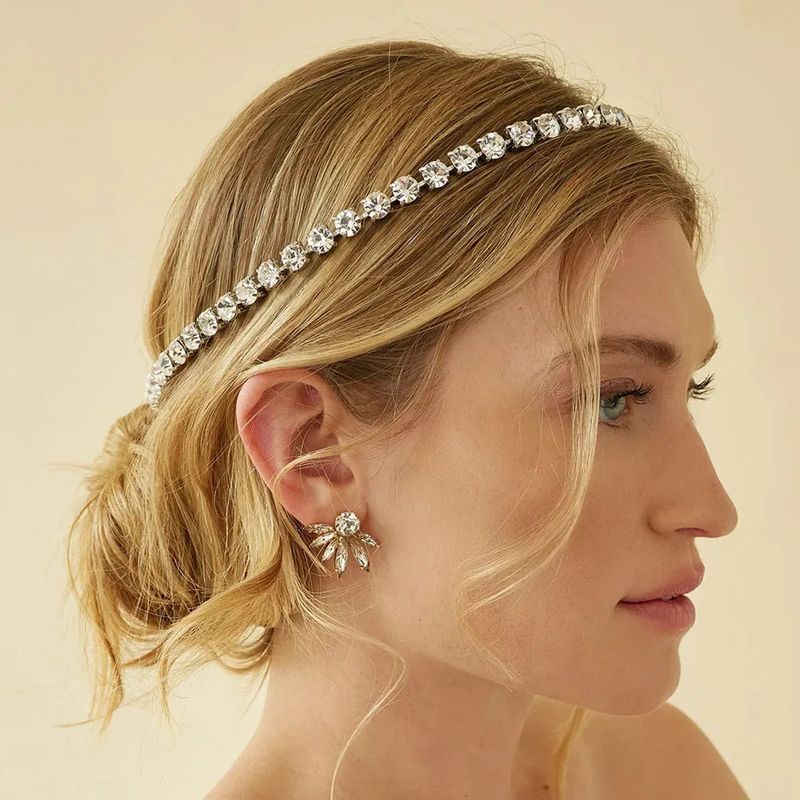 Popular French Simple Headband Women's Gala Geometric Round Hair Accessories Rhinestone Head Accessories Headband_voghion.com
