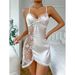 Women’S Clothing Sexy Lingerie Lace Perspective Temptation Nightdress Thong Two Piece Suit_voghion.com