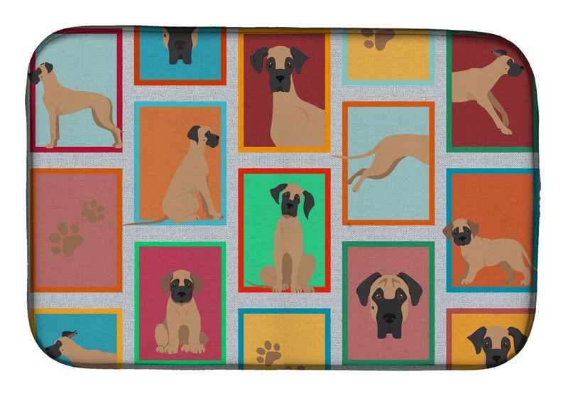 Lots of Fawn Great Dane Dish Drying Mat Absorbent Dish Drying Mat Pad for Kitchen Counter Dish Drainer Mat for Countertop, 14 x 21", Multicolor_voghion.com