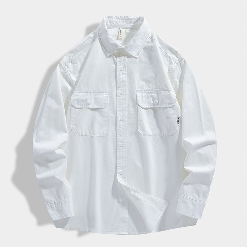 Locker sitzendes Retro-Arbeitshemd für Herren, vielseitige Freizeitjacke mit langen Ärmeln_voghion.com