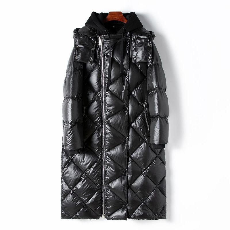 Damenbekleidung Frühling und Herbst verdickte Entendaunenjacke Damen neue warme Kapuzenjacke mit loser Kapuze_voghion.com