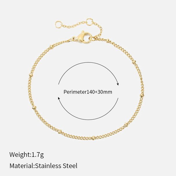 Set di gioielli da donna, bracciale doppio strato in acciaio inossidabile alla moda, bracciale a catena con perline rotonde placcato oro vero, gioielli di moda regolabili._voghion.com