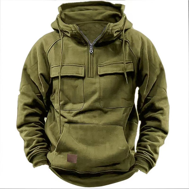 2024 Herbst und Winter mit Kapuze für Jugendliche, Arbeitskleidung für Herren, einfarbiger lässiger Kapuzenpullover_voghion.com