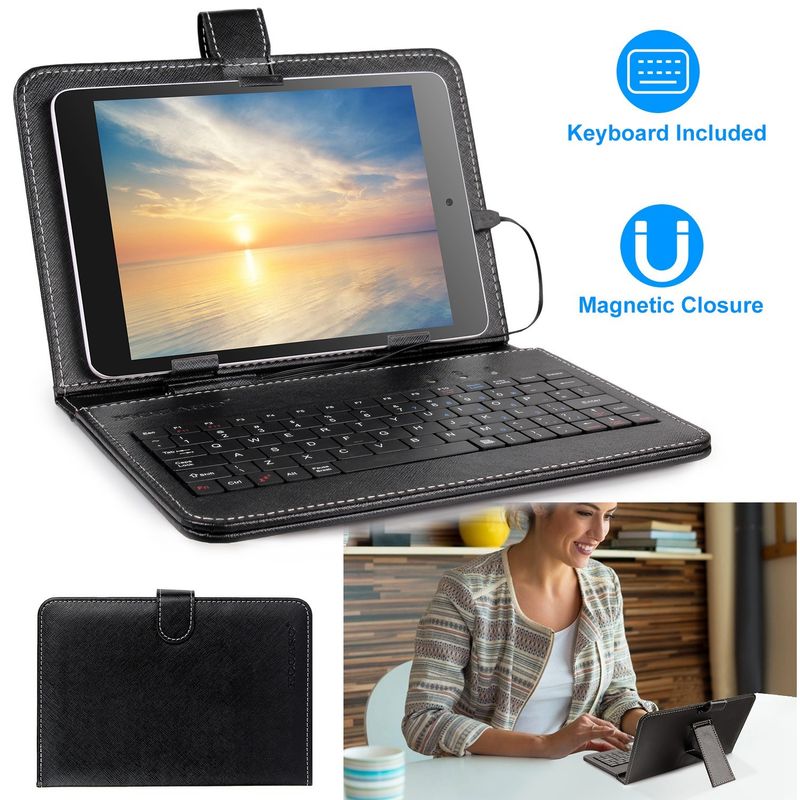 7.9in Protective Keyboard Case w/ Keyboard PU Leather Back Stand Tablet Cover via USB 2.0 Cable_voghion.com