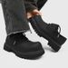 ShoeVault Paris Derby Men Women, Thick-Soled Height-Increasing Derby, Niche Charcoal Black Big-Toe Shoes, Leather Shoes For_voghion.com