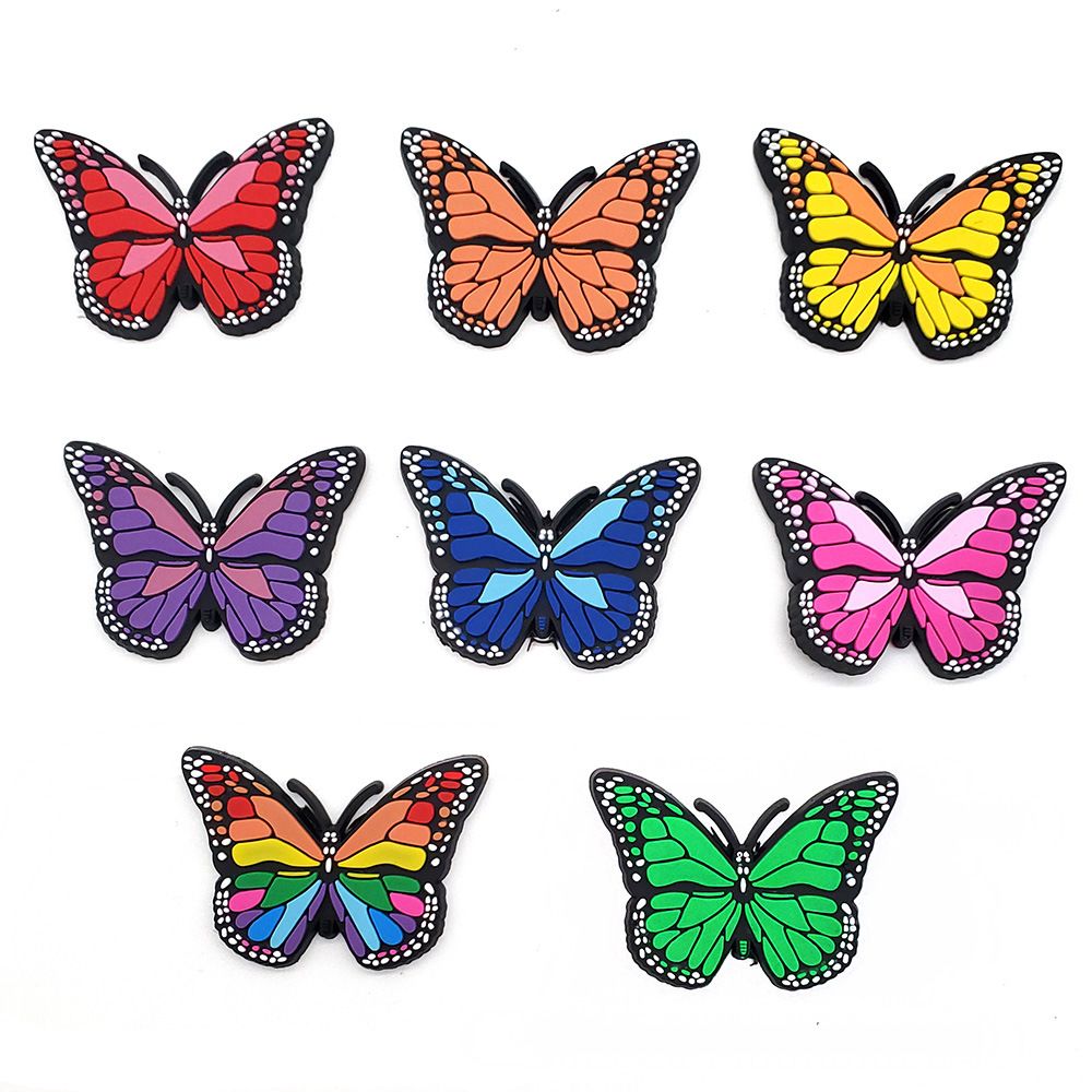 8 Sets Of Cute Butterfly Shoes Flower Shoe Buckle Soft Glue Detachable Shoe Decorative Buckle Gift_voghion.com