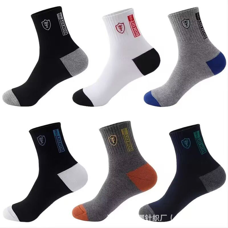 2025e Mid-Calf Deodorant Sweat-Absorbing All-Season Cotton Korean Style Trendy Versatile Autumn Winter Men's Sports Socks_voghion.com