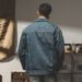 Men's clothing Heavy Denim Jacket Loose Trendy Classic Retro Lapel Work Jacket_voghion.com