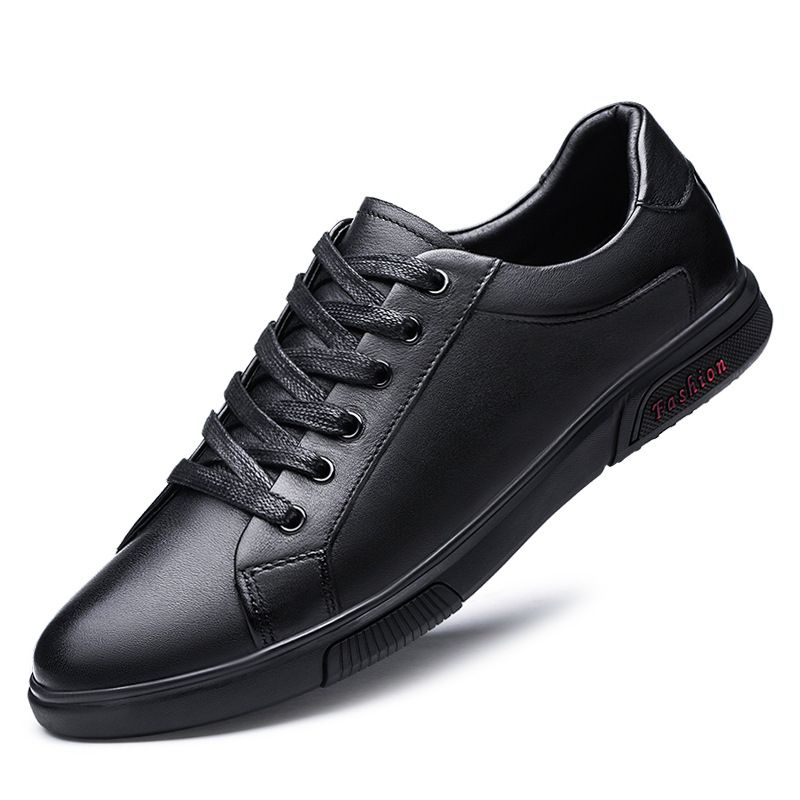 Men's Board Shoes Breathable Soft Sole First Layer Cowhide Sports White Shoes Running Shoes_voghion.com