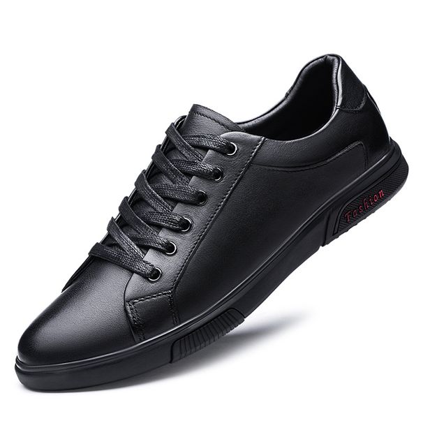 Men's Board Shoes Breathable Soft Sole First Layer Cowhide Sports White Shoes Running Shoes_voghion.com