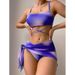 Damenbekleidung Tie Dye Dreiteiliger Netzrock Split Bikini_voghion.com