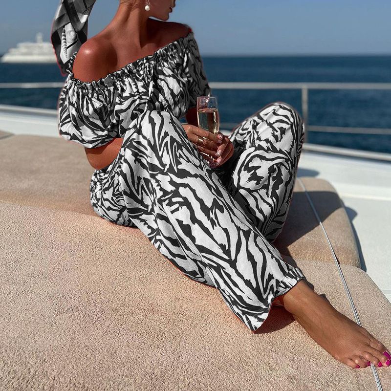 Ensemble de pantalons deux pièces à manches courtes et à manches courtes pour femmes_voghion.com