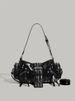 Borsa a tracolla da donna alla moda, con tracolla singola, stile motociclista, con cintura punk borchiata_voghion.com