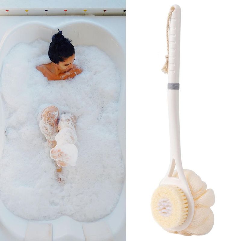 Brosse de bain 2 en 1 à poils doux, brosse de nettoyage du dos à long manche pour hommes adultes_voghion.com