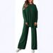 Women's Casual Lounge Set With Split Hem Pants & Long Sleeve Top – Soft Polyester Spandex Comfort Outfit In 12 Colors_voghion.com