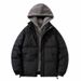 Herren-Winterjacke mit Fleecefutter und Kapuze – zweifarbiges Design, lockere Passform, dicker, warmer Mantel für kaltes Wetter (Schwarz, Khaki, Grau)_voghion.com
