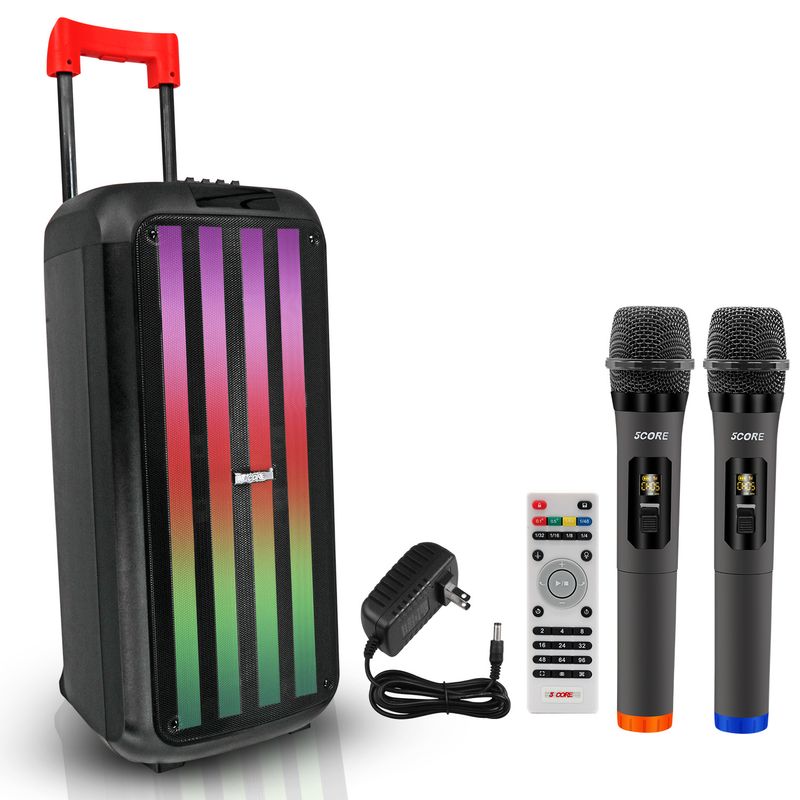 5 Core Bluetooth Speaker Karaoke Machine • 8" 3 Way Speaker • Portable Singing PA System • w DJ Light • FM + TWS + USB + SD Card + AUX + REC • Party S_voghion.com