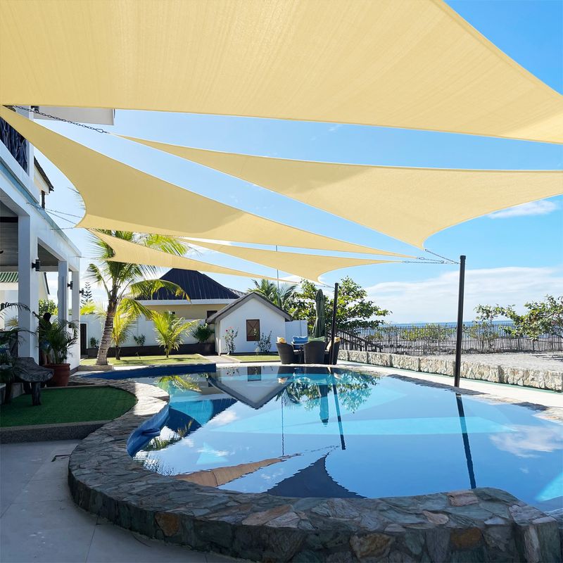 Artpuch Custom Size Beige Sun Shade Sail Triangle Canopy 185 GSM Durable Fabric UV Block Awning for Outdoor Patio Garden Backyard (Customized Availabl_voghion.com
