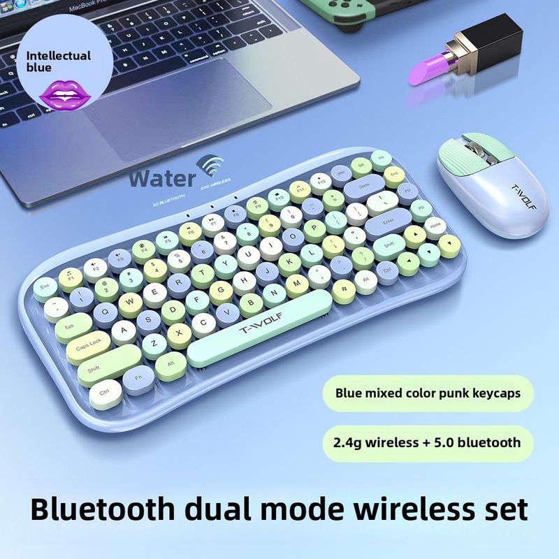RTF660 Bluetooth Wireless Dual-mode Mouse Keyboard Set Lipstick Tablet Keyboard And Mouse_voghion.com